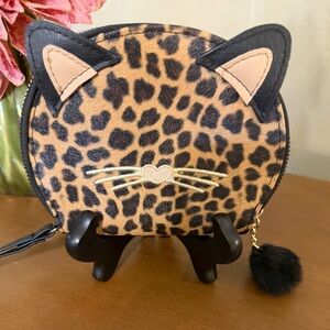 **SALE**Leopard Print Cat Coin Purse Wristlet
